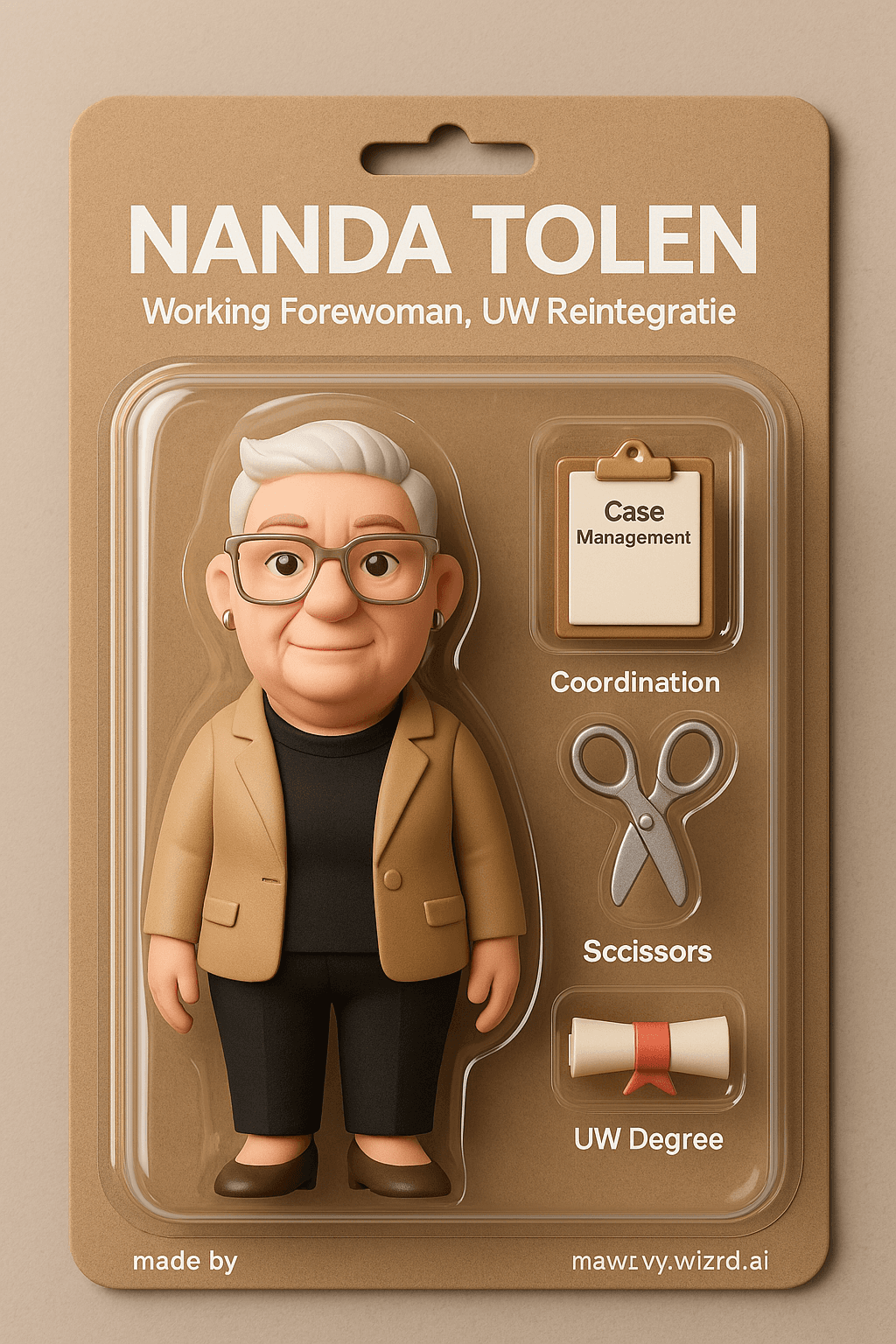 Nanda Tolen as a Stylish Minimalist action figure